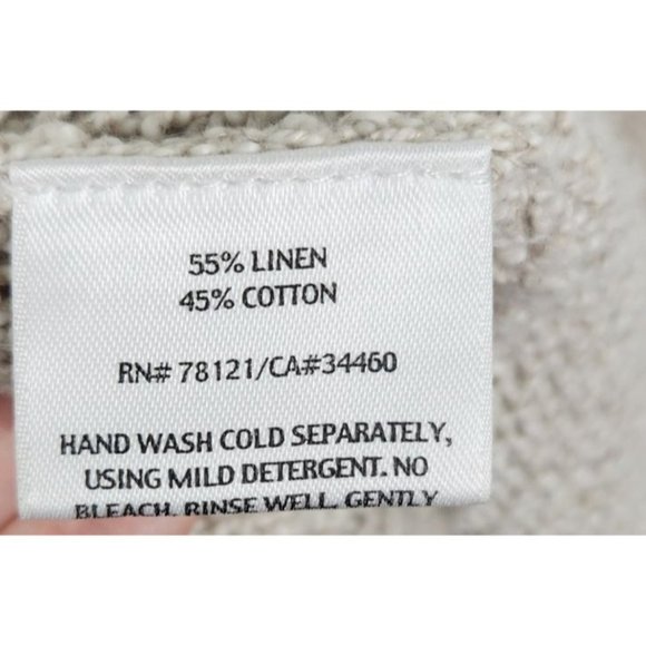 Eileen Fisher Women's Sz. M Beige Knit Linen Blend Open Front Cardigan - Picture 5 of 7